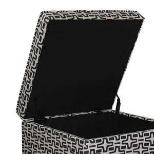 English Elm 18" Tall Storage Ottoman with Geometric Star Print Brown Upholstery, Foam-Padded Seat & Hidden Storage B072116451