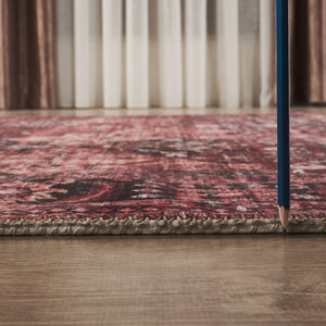 English Elm Majestic Red Medallion Area Rug Handmade Persian Style Polyester Pile for Living Room B186P428889
