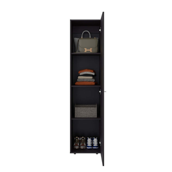 English Elm Wenge Finish Slim Four Shelf Storage Cabinet for Bedroom Hallway or Tight Spaces B062P483762
