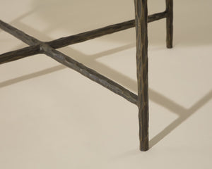 Sunpan RIYAZ Coffee Table - Elegant White Marble & Hand-Hammered Metal, Versatile Contemporary Centerpiece 112484
