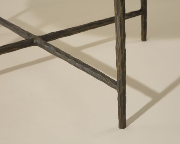 Sunpan RIYAZ Coffee Table - Elegant White Marble & Hand-Hammered Metal, Versatile Contemporary Centerpiece 112484