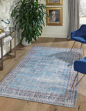 Unique Loom Timeless Matthew Machine Made Overdyed Rug Blue, Black/Ivory 5' 1" x 8' 0"