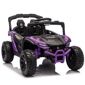 English Elm 24v Kids Utv Ride on with Dual 80w Motors Remote Control and Four Wheel Suspension Purple+Black W1578P343323
