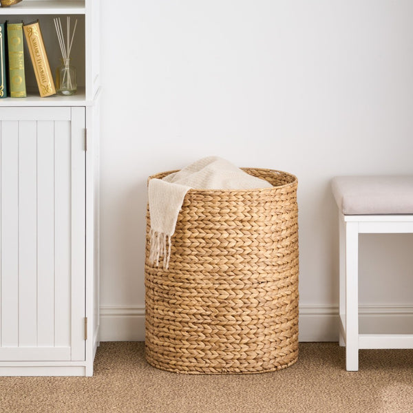 English Elm Judas Oval Water Hyacinth Woven Laundry Hamper Breathable Bohemian Basket B093P429630