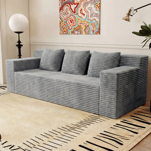 English Elm 71" Corduroy Modular Loveseat Deep Sink Cushions Two Seat Sofa for Apartments Light Grey W5571P465272