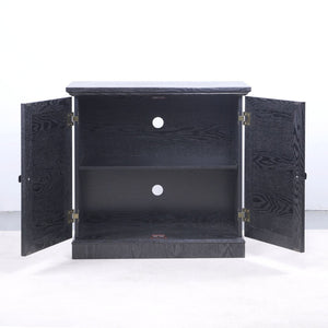 English Elm Storage Sideboard with Mirrored Acrylic Doors and Wood Grain Mdf Finish for Compact Rooms Black W2899P372748