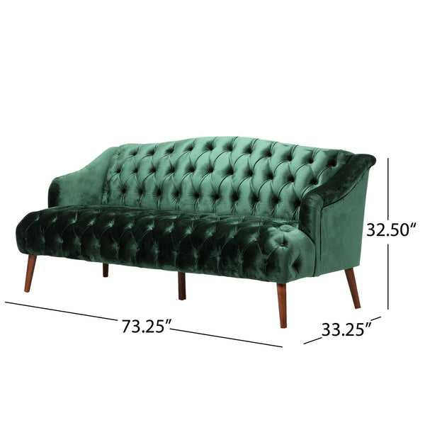 English Elm Christopher Knight Home® - Comfy High-Back 3-Seat PU Sofa with Birch Legs, Foam & Pocket Spring Seats for Stylish Living Room Emerald 65124.00NVLTEMD