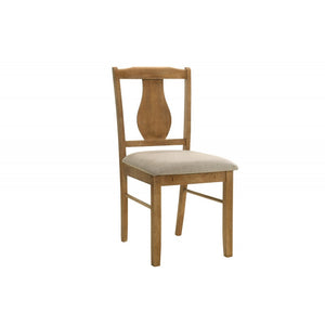 English Elm 5 Piece Antique Natural Oak Wood Dining Set with Cushioned Chairs, Compact Solid Wood Table Brown B011P379420