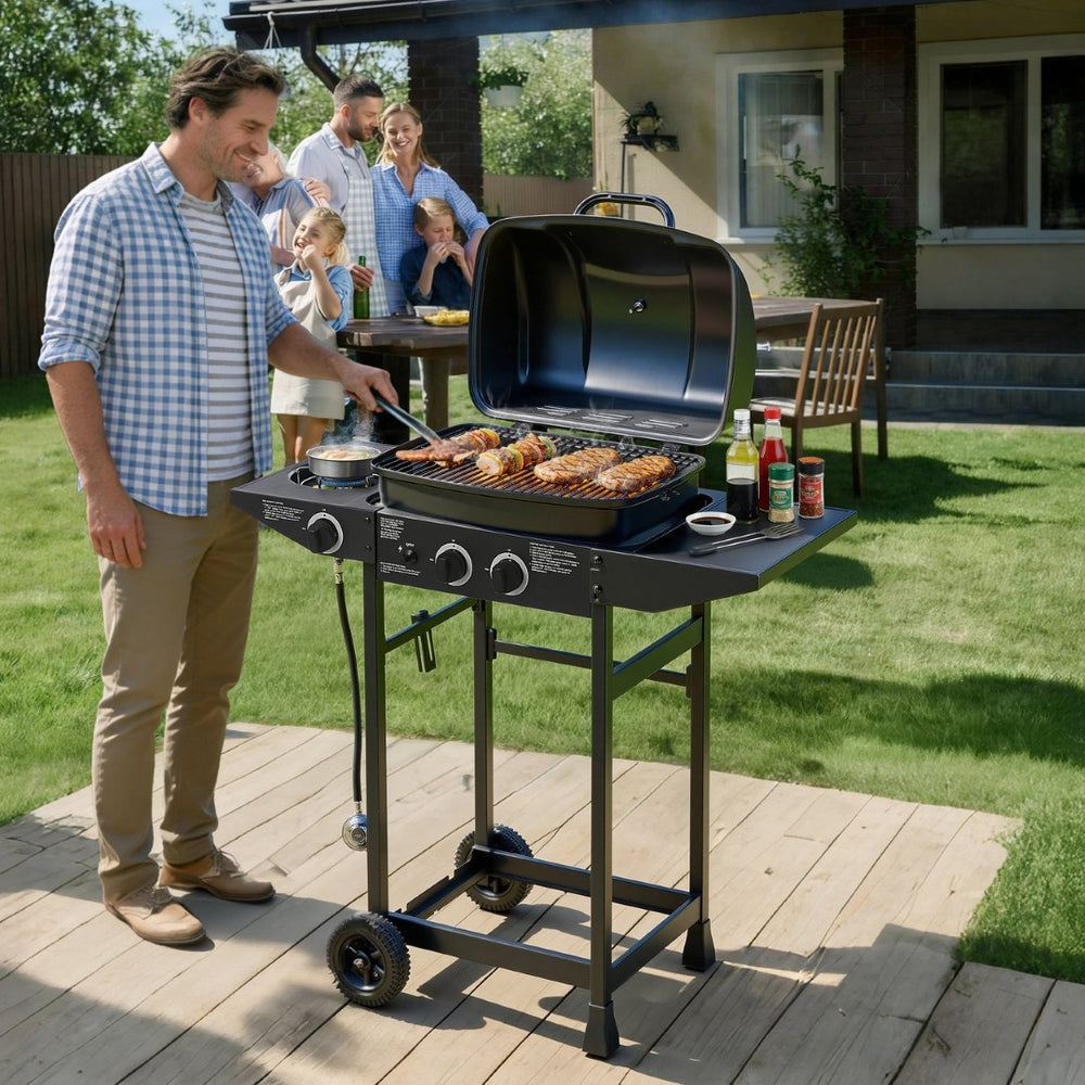 English Elm 2 Burner Propane Grill with Side Stainless Steel 24000 Btu Outdoor Patio W1820P341739