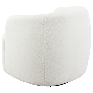 English Elm Denae Natural Upholstered Swivel Chair — Ivory Faux Sheepskin Accent Seat, Curvy 360° Swivel Comfort B062P351429