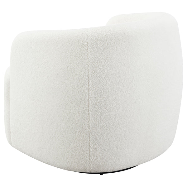English Elm Denae Natural Upholstered Swivel Chair — Ivory Faux Sheepskin Accent Seat, Curvy 360° Swivel Comfort B062P351429