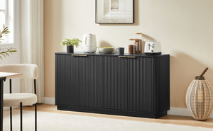 English Elm 63" Wave Front Sideboard with Four Door Storage for Living Room Hallway Bedroom W1820P431357
