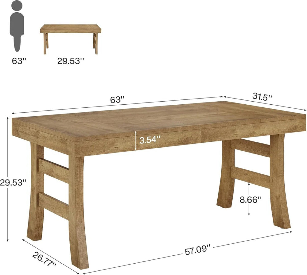 English Elm Executive Home Office Desk with Warm Wood Grain Finish and Spacious 63 Inch Worksurface T3971P464293