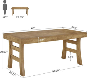 English Elm Executive Home Office Desk with Warm Wood Grain Finish and Spacious 63 Inch Worksurface T3971P464293