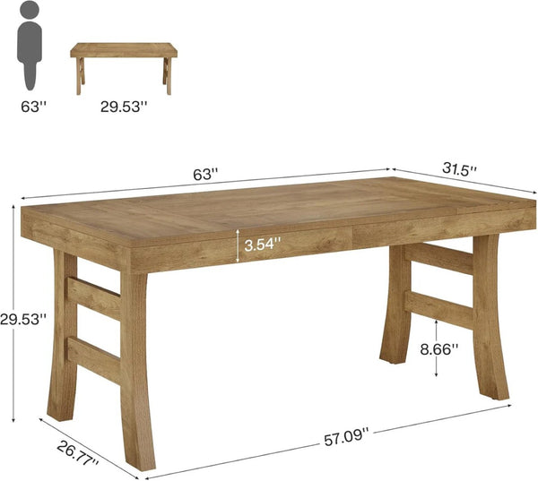 English Elm Executive Home Office Desk with Warm Wood Grain Finish and Spacious 63 Inch Worksurface T3971P464293