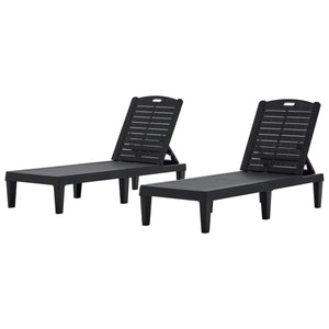 English Elm 2-Piece Outdoor Chaise Lounges with 5-Position Adjustable Backrest, UV-Proof Resin, Lightweight & Durable Black N719P293384B