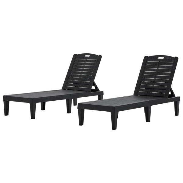 English Elm 2-Piece Outdoor Chaise Lounges with 5-Position Adjustable Backrest, UV-Proof Resin, Lightweight & Durable Black N719P293384B