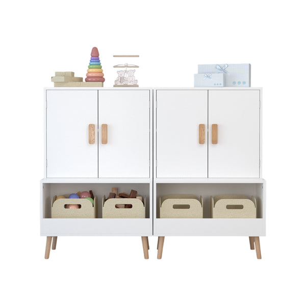 English Elm Kids Wooden Toy Chest with Rolling Drawer and Wheels, 5 cu ft Spacious MDF Storage for Playroom White 26.77 L x 18.31 W x 6.1 H W808P298018