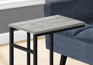 English Elm Accent C-Shaped Table - Modern Grey Laminate & Black Metal End Table For Living Room Or Office Use B2710P218971