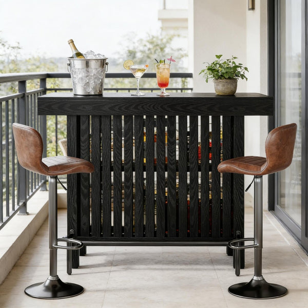 English Elm Bar Table Two Tier Industrial Metal Frame Open Shelf Home Kitchen Entertaining Stand T3971P452182