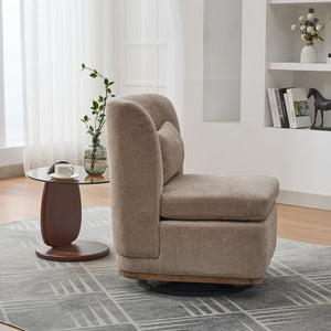 English Elm 25.2 Wide Modern Chenille Cushioned Armless Swivel Accent Chair with Pillow, Metal Base, Pocket Spring Comfort taupe W3118P253947