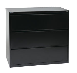 OSP Home Furnishings 42" Wide Lateral File Cabinet with 3 Drawers Ball Bearing Slides and Locking Security LF342-B