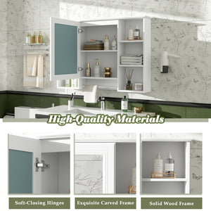 English Elm 3-in-1 Wall Mounted Bathroom Medicine Cabinet with Soft Close Mirror and Towel Bar White N710P358613K