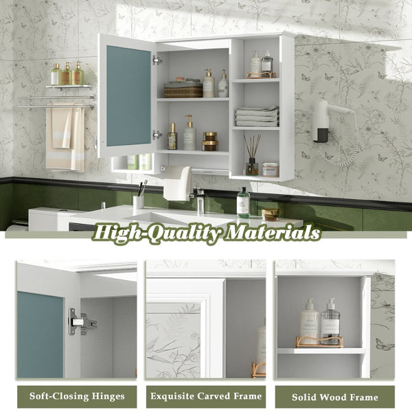 English Elm 3-in-1 Wall Mounted Bathroom Medicine Cabinet with Soft Close Mirror and Towel Bar White N710P358613K
