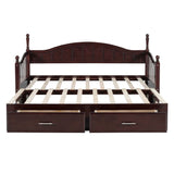 English Elm Wooden Twin Size Daybed With Twin Size Trundle, Extendable Daybed With Two Storage Drawers, Espresso(Expected Arrival Time:9.12)