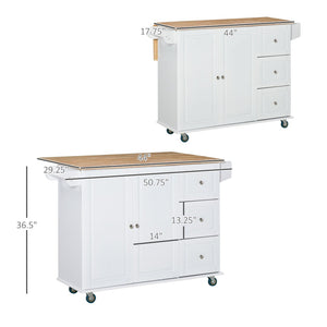 English Elm Kitchen Island Cart with Drop Leaf Countertop Drawers Cabinet and Locking Casters T3971P388081
