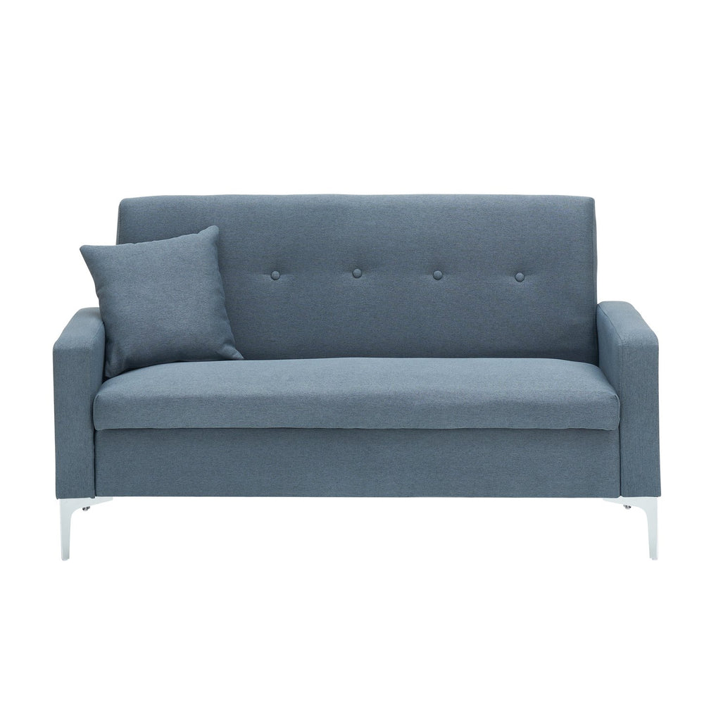 English Elm 57-inch Velvet Double Sofa with Built-In Storage, Solid Wood Frame, Silver Legs, 350lb Capacity and Modern Compact Design Gray W3356P346850