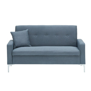 English Elm 57-inch Velvet Double Sofa with Built-In Storage, Solid Wood Frame, Silver Legs, 350lb Capacity and Modern Compact Design Gray W3356P346850