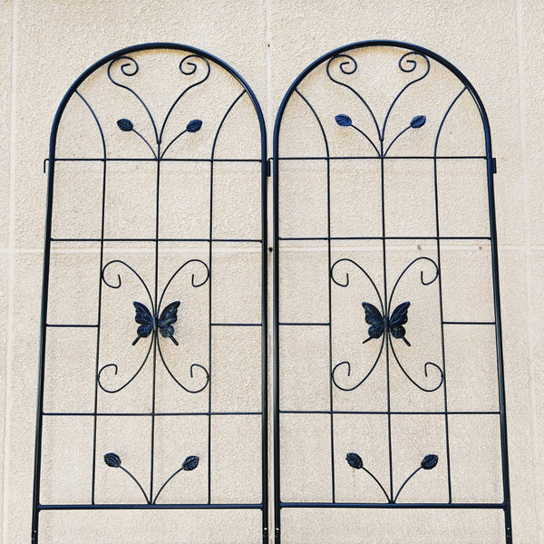English Elm 4 Pack Powder Coated Steel Garden Trellis Panels Rustproof Vertical Vine Support Outdoor Black W1586P151254