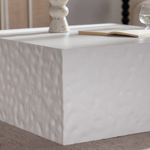 English Elm Square Coffee Table Modern MDF Square Top No Assembly Stylish Durable Easy-Clean Design for Living Room Creamy White W3081P360263