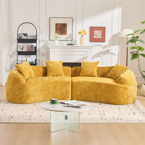 English Elm Yellow Curved Compressed Sofa - Nordic Design, Soft Upholstery, Versatile Comfort For Any Space W3612S00011-GIGA