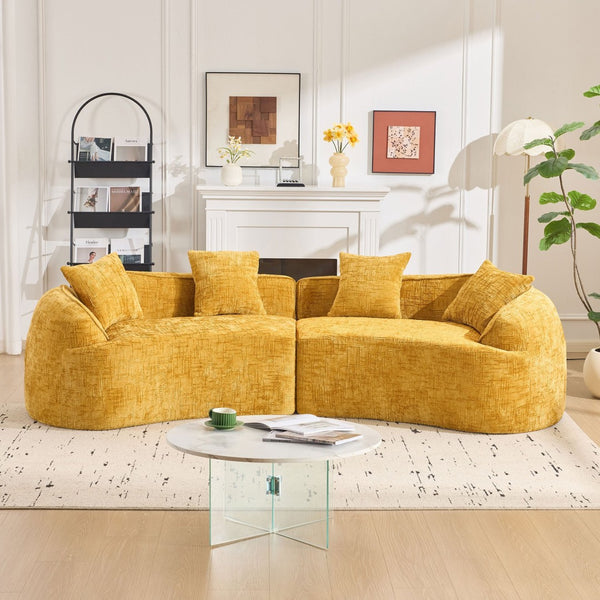 English Elm Yellow Curved Compressed Sofa - Nordic Design, Soft Upholstery, Versatile Comfort For Any Space W3612S00011-GIGA