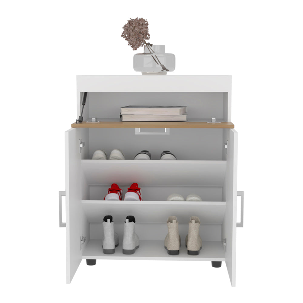 English Elm Moab Multi-Tier Shoe Rack White/Macadamia — Space-Saving Engineered Wood Organizer for Entryway B092P315572