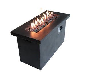 English Elm 24'' Concrete Propane/Natural Gas Outdoor Fire Pit Table with 50,000 BTU, Stainless Steel Burner, Weather-Resistant Charcoal B120P247489
