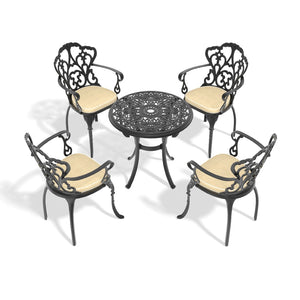 English Elm 5-piece Cast Aluminum Outdoor Dining Set with Carved Patterns and Weather Resistant Frame W1710S00538