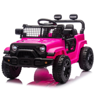 English Elm 24v Kids Ride on Car with Parental Remote Four Wheel Suspension Led Lights Bluetooth Pink W1578P235081