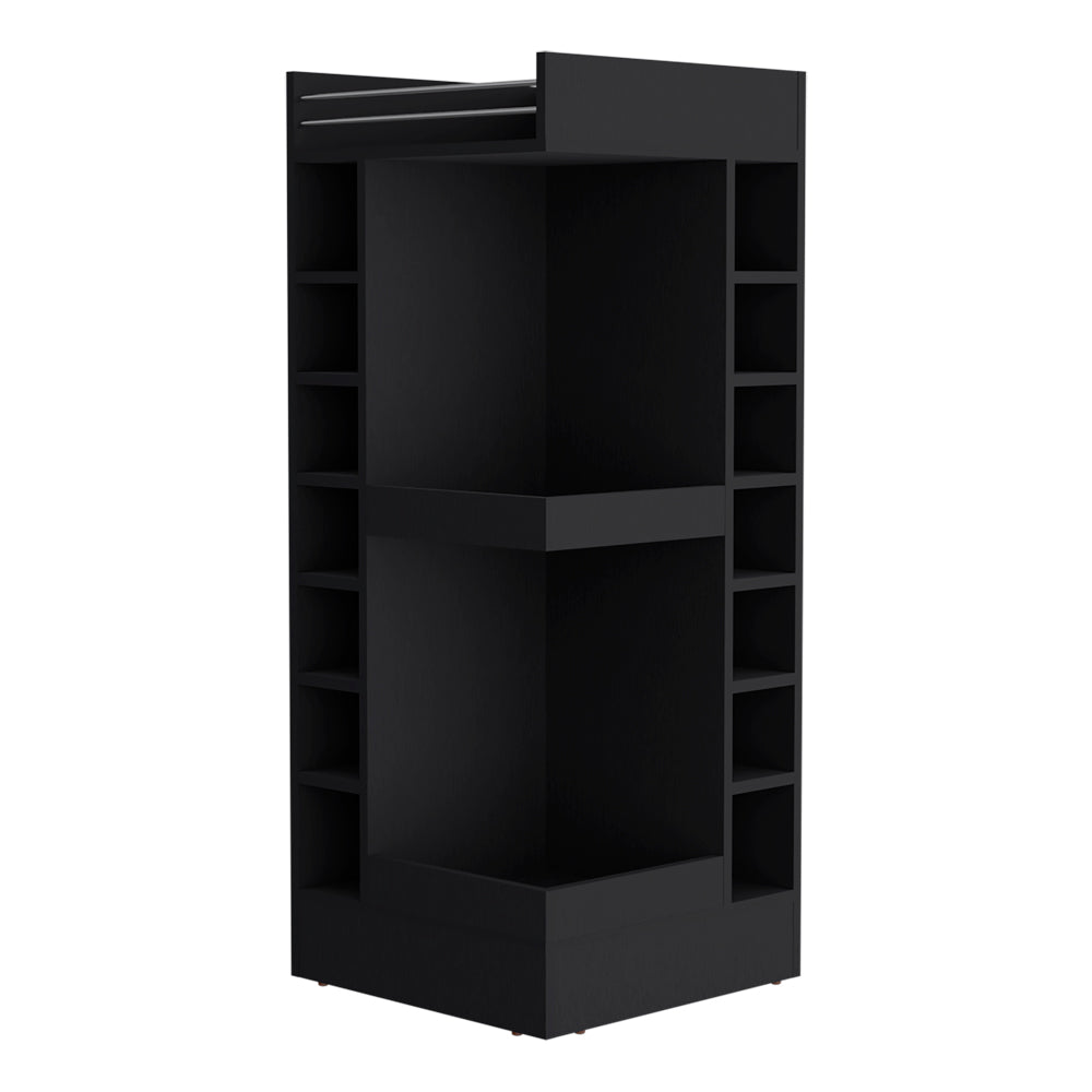 English Elm Glen Glen Lyon Bar Cabinet Corner-Friendly Black Engineered Wood Wine Storage with Shelves & Easy Assembly B092P269909