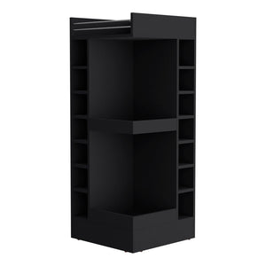 English Elm Glen Glen Lyon Bar Cabinet Corner-Friendly Black Engineered Wood Wine Storage with Shelves & Easy Assembly B092P269909