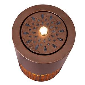 English Elm 20.87"h Brown Powder-coated Metal Outdoor Fountain Geometric Cutout with Warm Led Glow N765P355071B