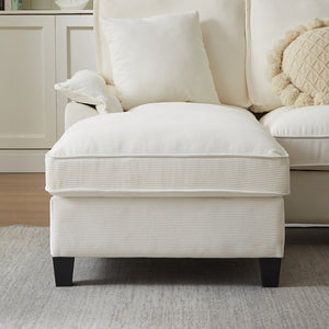 English Elm 120" Modular Corduroy Sectional Sofa Bed with Storage, U-Shaped 4-Seater, Cup Holders & Console Beige W1359S00010