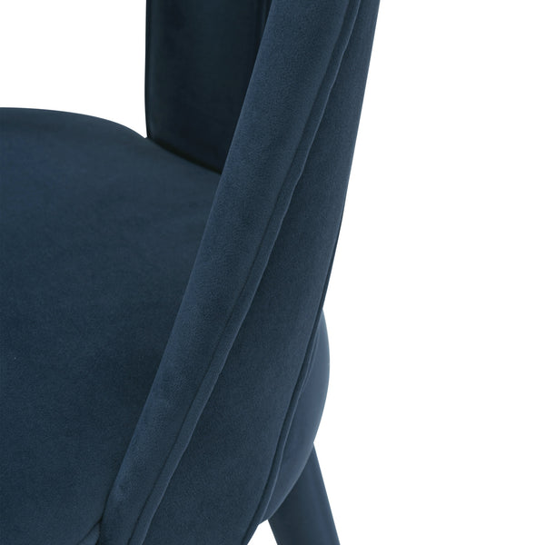 English Elm Neda Upholstered Velvet Dining Chair with Gold-Tip Elm Frame, T-Back Comfort, Commercial 330 lb Capacity Dark Blue B365P397697
