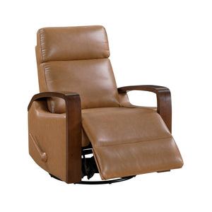 English Elm Luxurious swivel glider recliner chair with top-grain leather, plush foam over coils and sturdy frame Camel 32.5 L x 32 W x 26 H B011P395824