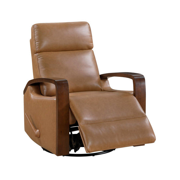 English Elm Luxurious swivel glider recliner chair with top-grain leather, plush foam over coils and sturdy frame Camel 32.5 L x 32 W x 26 H B011P395824