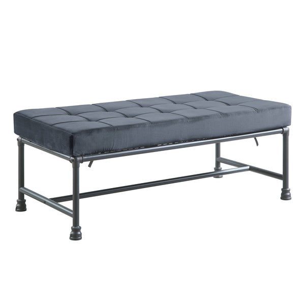 English Elm Brantley Velvet Gray Bench with Sandy Finish, Memory Foam Seat & Back, KD Metal Frame, 300lb Capacity B2726P306887