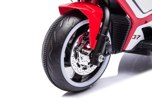 English Elm 6v Kids Ride on Motorcycle with Led Wheels Mp3 Player and Sport Bike Style for Toddlers Red W1760110304