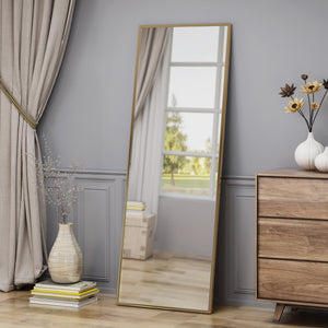 English Elm Christopher Knight Home® - MIRROR Louise Modern Rectangular Standing Mirror with Slim Gold Frame, Full-Length 83" x 33.75" Elegant 65719.00GLD